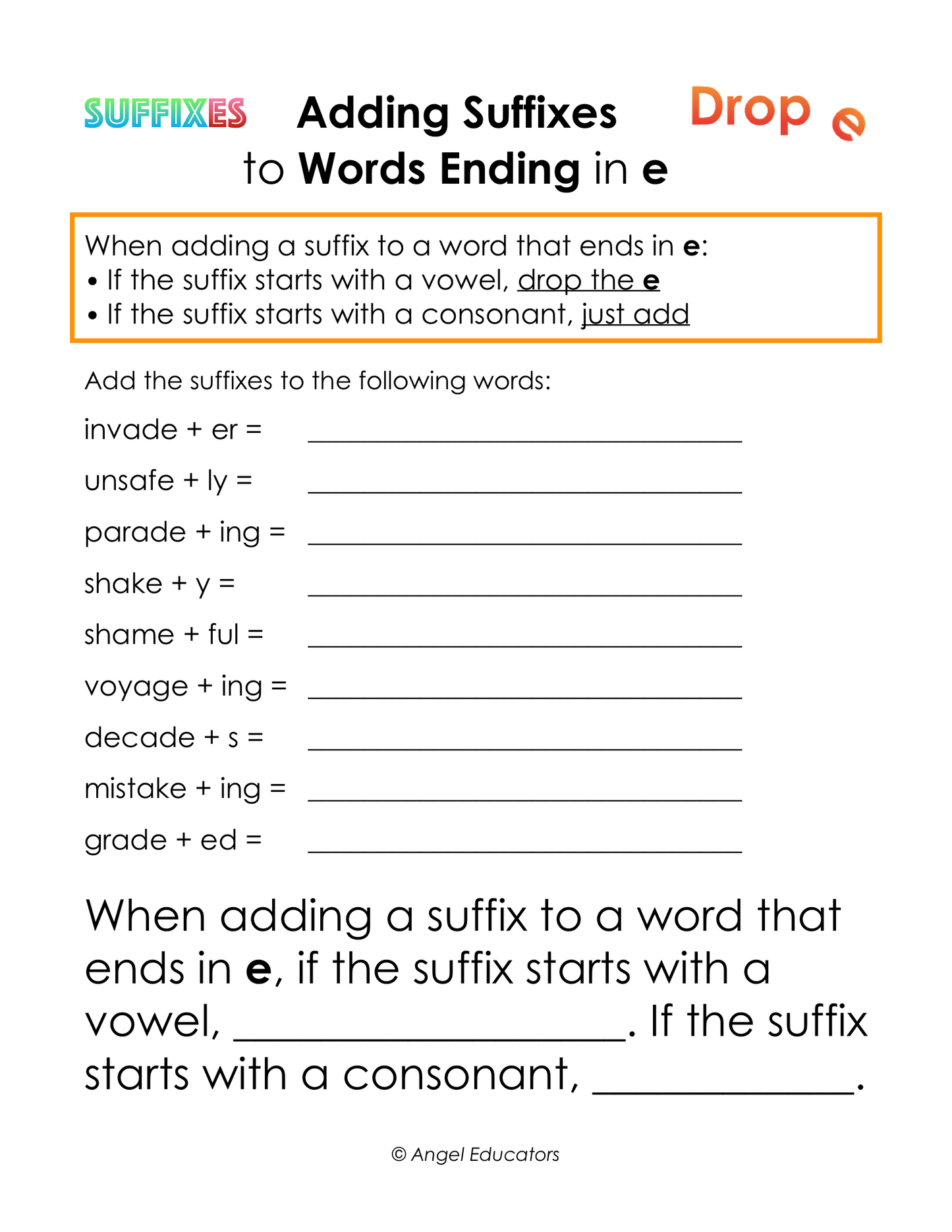 Suffixes & Prefixes gr. 1-8