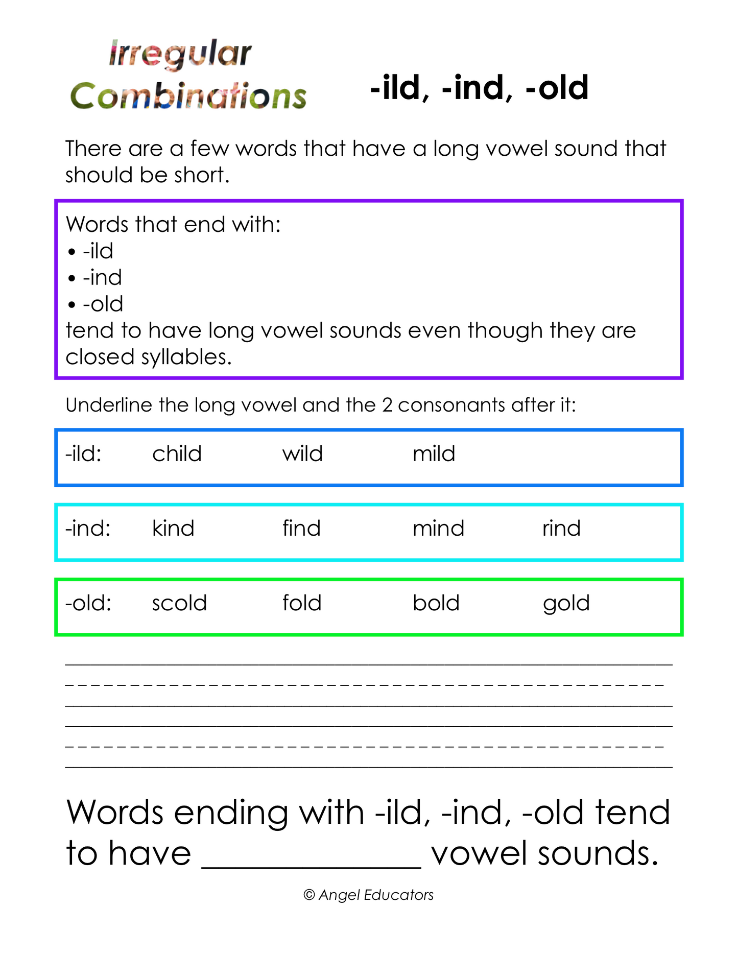 Irregular Combinations of Letters gr. 1-5