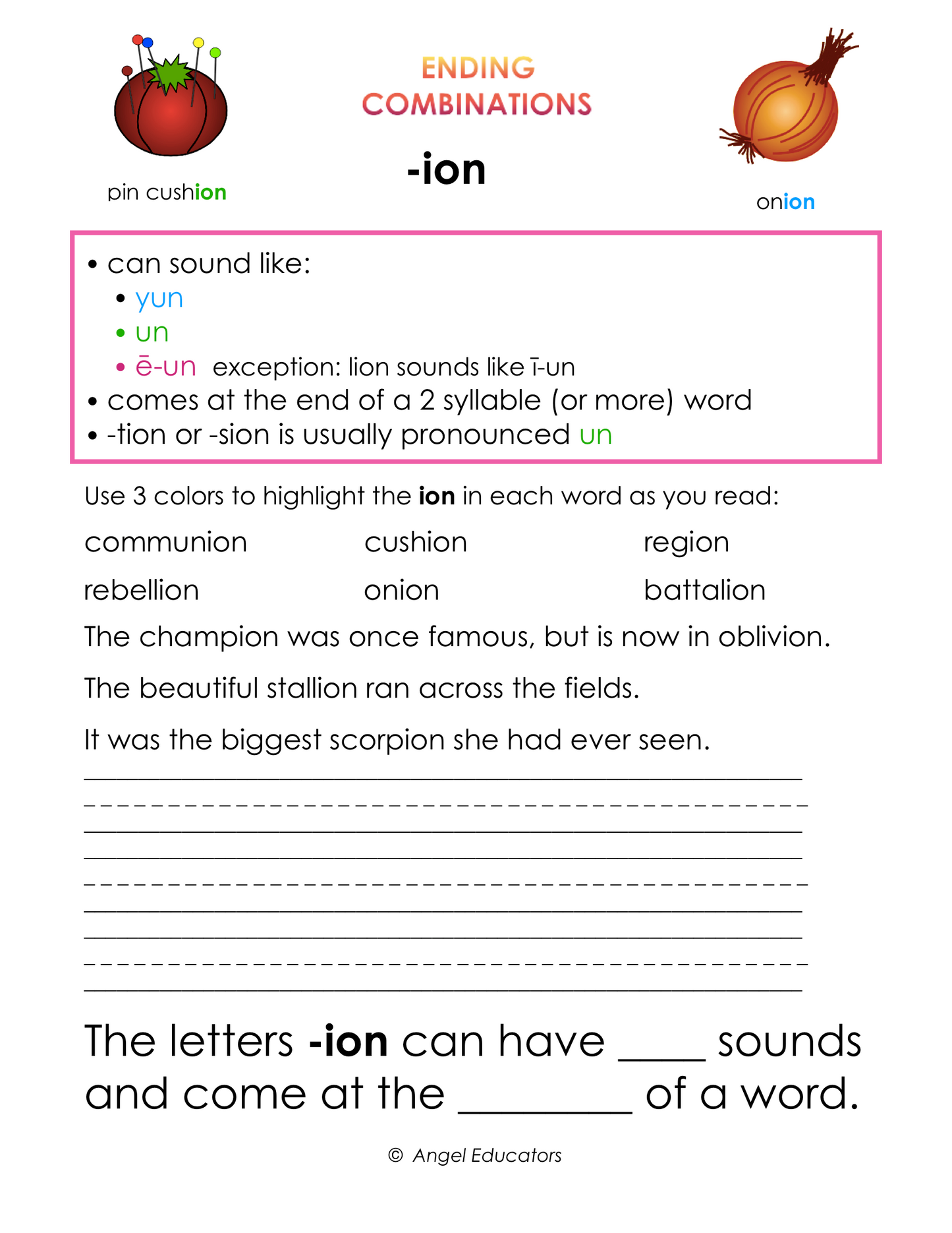 Ending Combination of Letters gr. 2-8