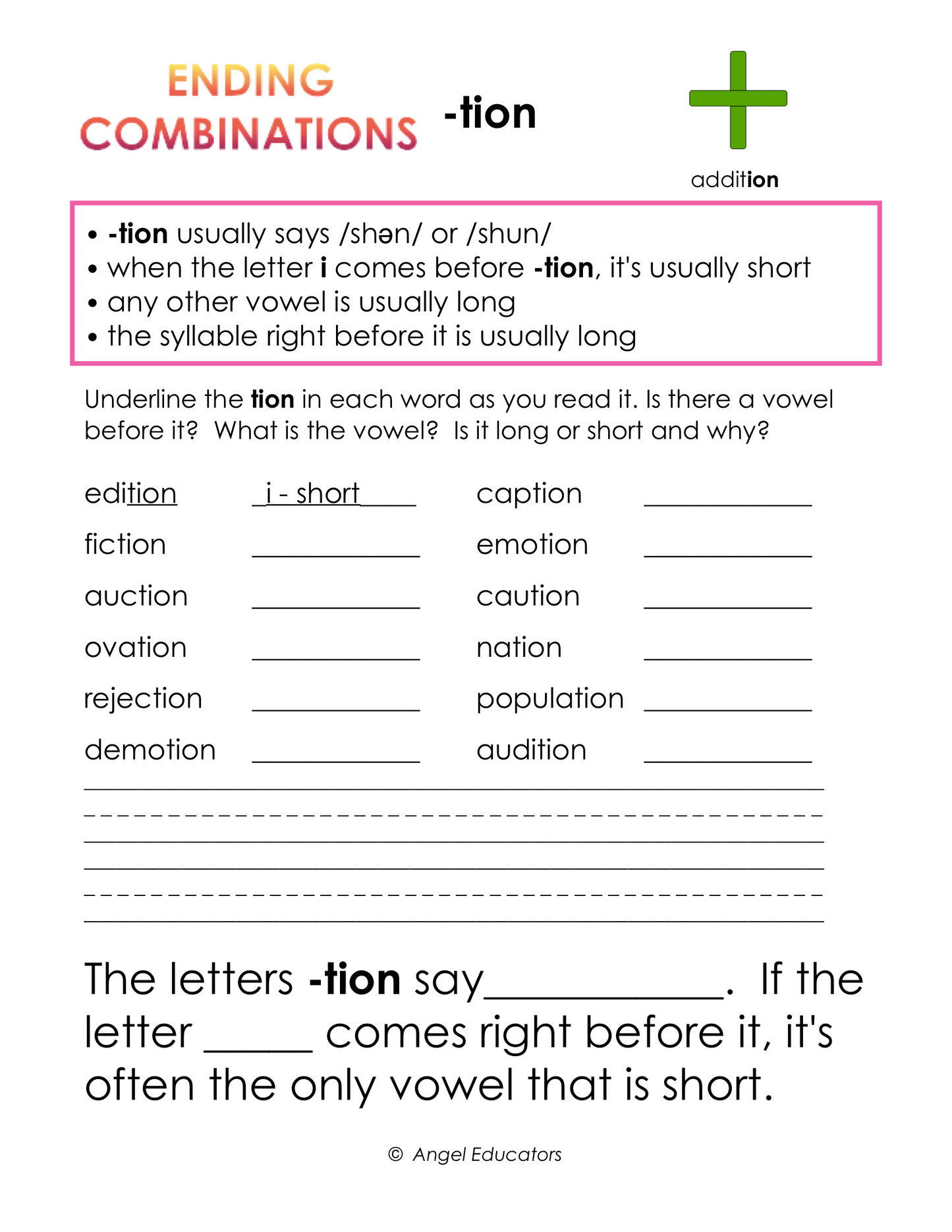 Ending Combination of Letters gr. 2-8