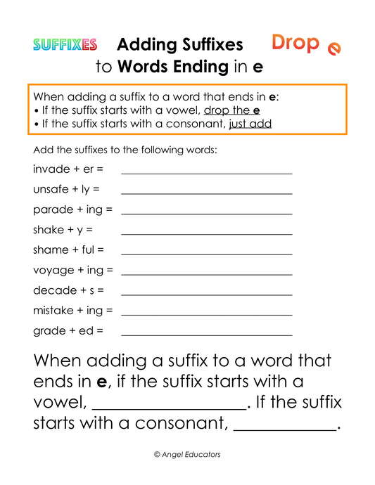 Suffixes & Prefixes gr. 1-8