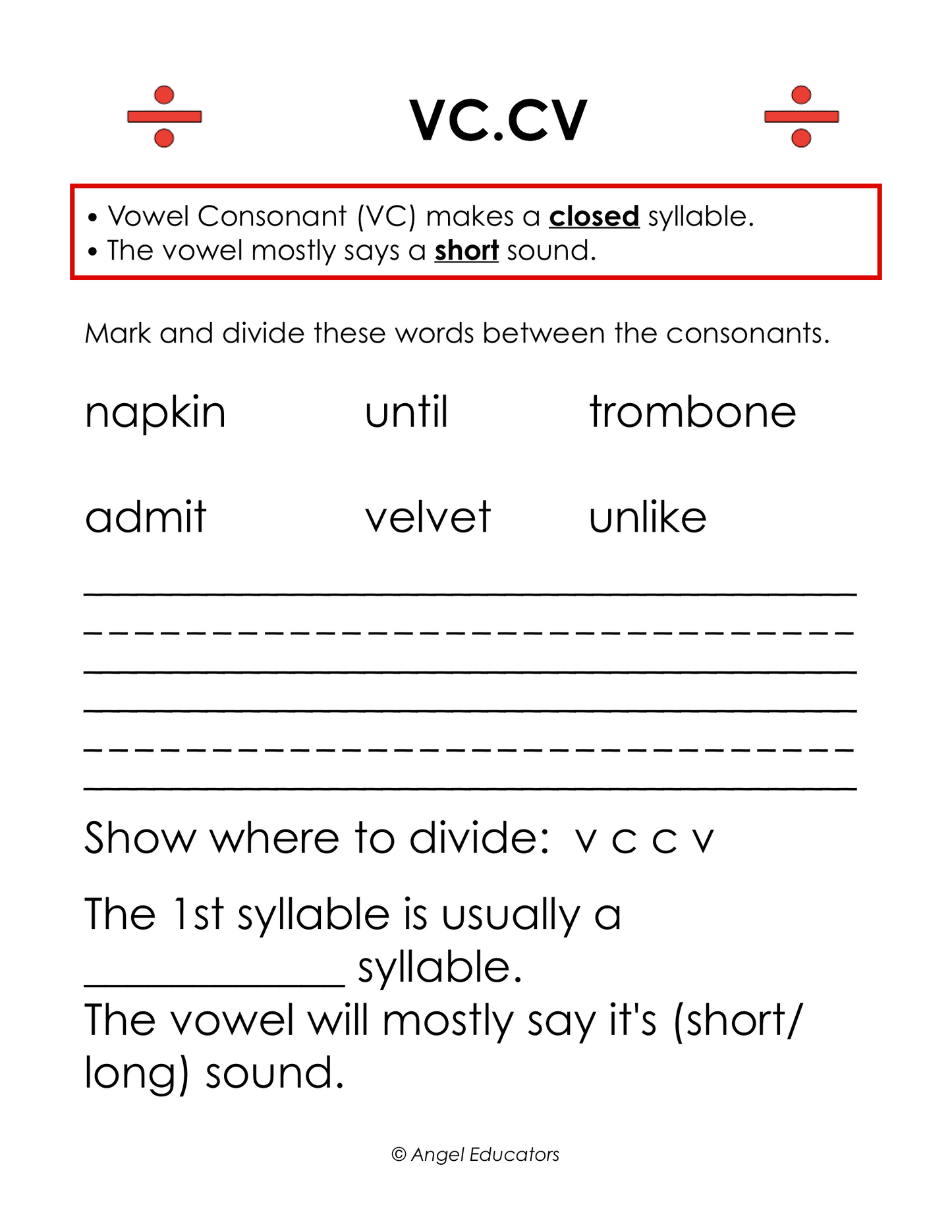 Syllable Division Patterns gr. 1-8